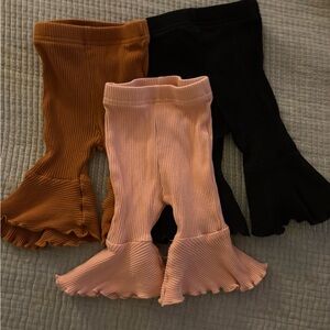 Chic Kids Ruffled Flare Pants - Peach, Black, and Brown